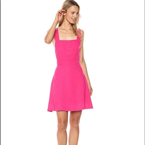 J.O.A. Dresses & Skirts - ✅ NWT J.O.A. Women's LINEN Fit‎ and Flare Sleeveless HOT PINK Dress SIZE X-SMALL